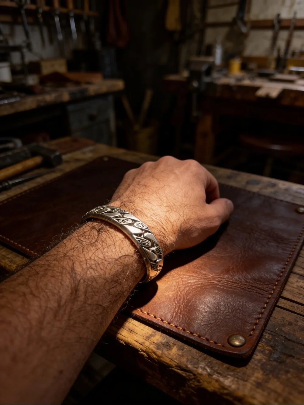 Engraved Silver plated Curb Link Bracelet